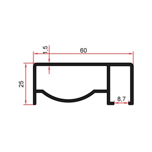 60x25 Küpeşte Önden Camlı Sistem
