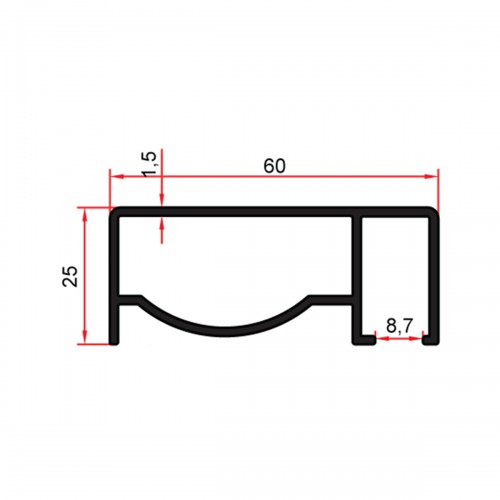 60x25 Küpeşte Önden Camlı Sistem
