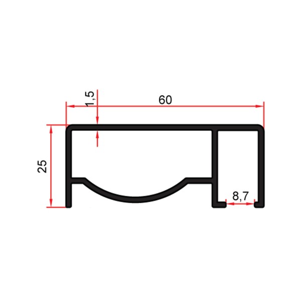 60x25 Küpeşte Önden Camlı Sistem